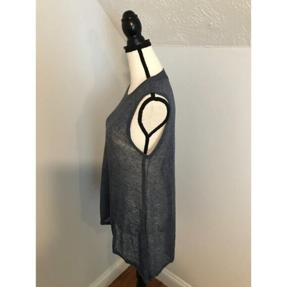 Alice+Olivia Base Jamica Linen Blue Denim Linen Blend Tank - Size Medium - Picture 2 of 8